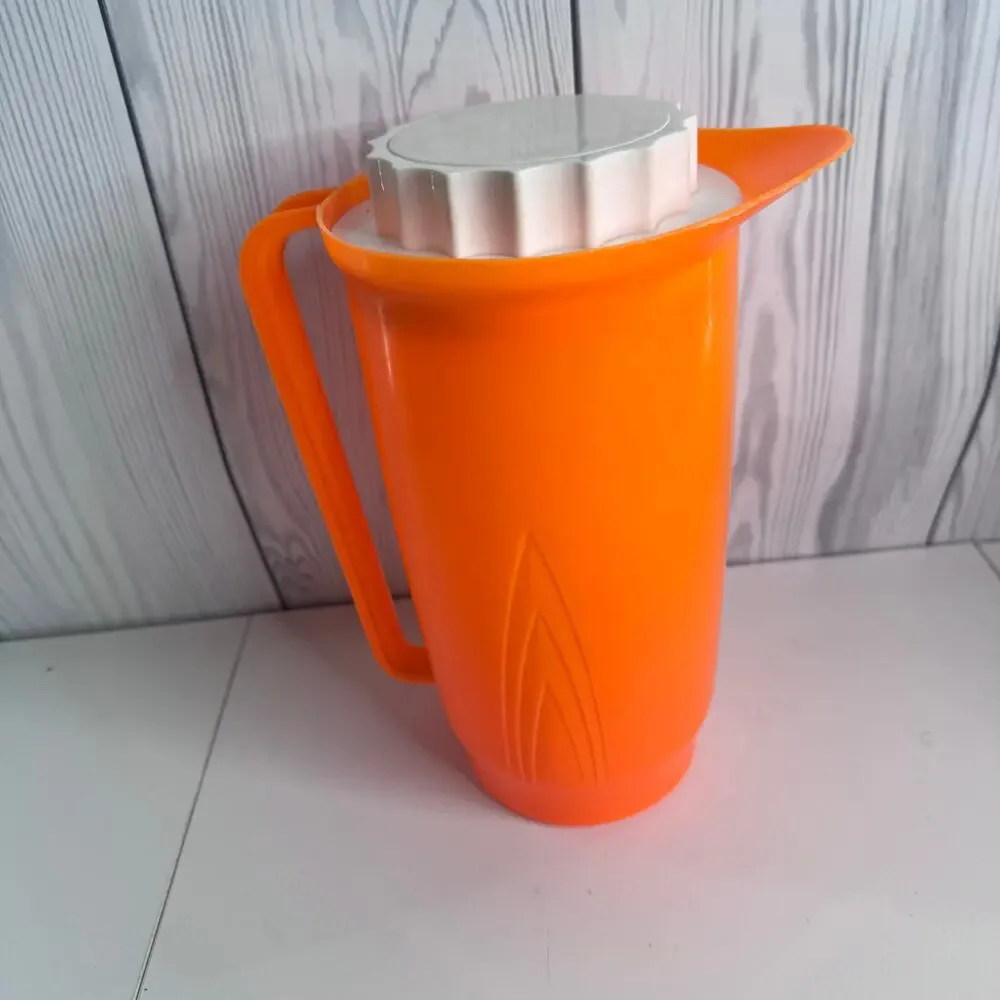 Vintage Juice Beverage Pitcher 1970s Orange Plasticware Iced Tea Lemonade Server